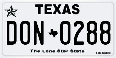 TX license plate DON0288