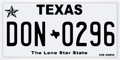 TX license plate DON0296