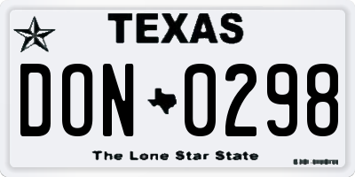 TX license plate DON0298