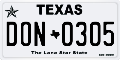 TX license plate DON0305