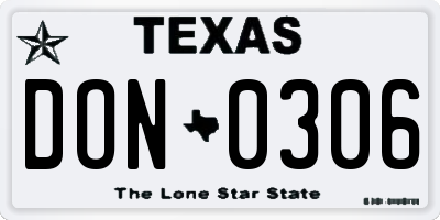 TX license plate DON0306