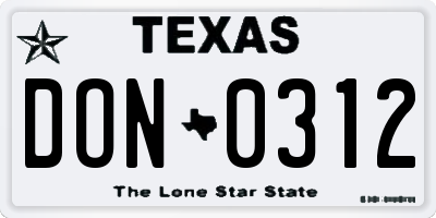 TX license plate DON0312