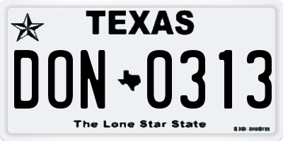 TX license plate DON0313