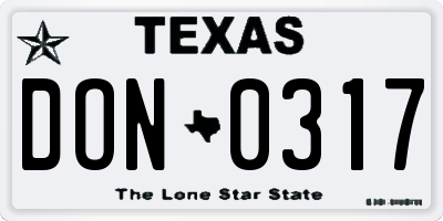 TX license plate DON0317