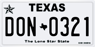 TX license plate DON0321