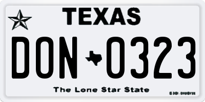 TX license plate DON0323