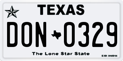 TX license plate DON0329
