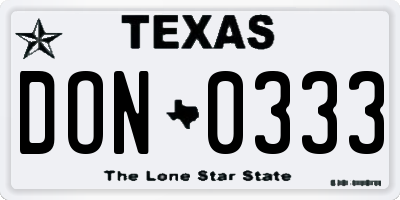 TX license plate DON0333