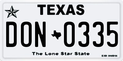 TX license plate DON0335
