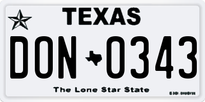 TX license plate DON0343