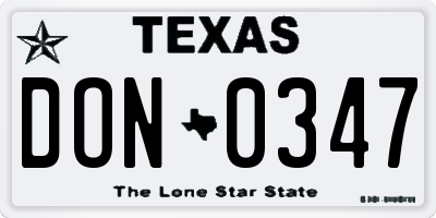 TX license plate DON0347