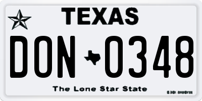 TX license plate DON0348