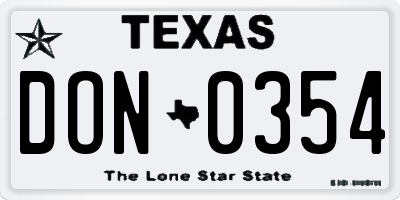 TX license plate DON0354