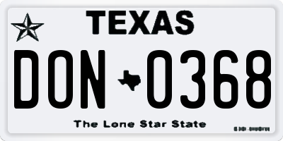 TX license plate DON0368