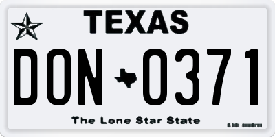 TX license plate DON0371