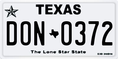 TX license plate DON0372
