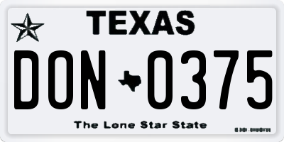 TX license plate DON0375