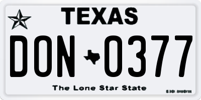 TX license plate DON0377