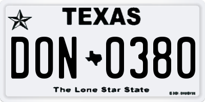 TX license plate DON0380