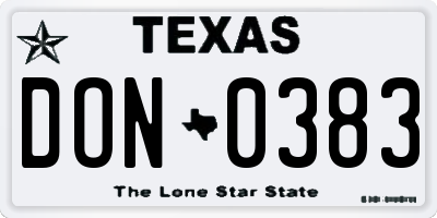 TX license plate DON0383