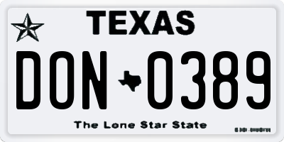 TX license plate DON0389