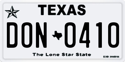 TX license plate DON0410
