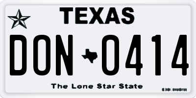 TX license plate DON0414