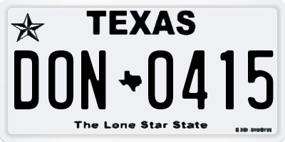 TX license plate DON0415