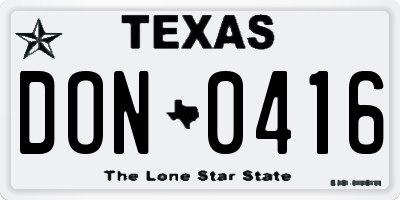 TX license plate DON0416