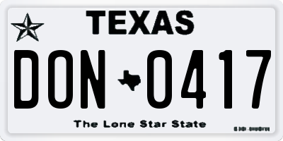 TX license plate DON0417