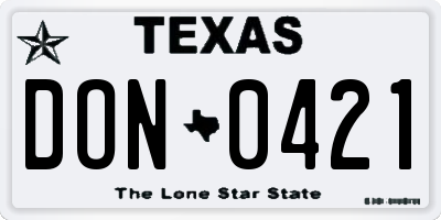 TX license plate DON0421