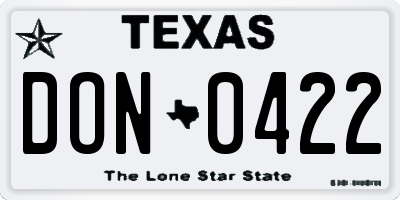 TX license plate DON0422