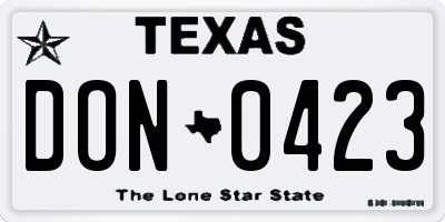 TX license plate DON0423