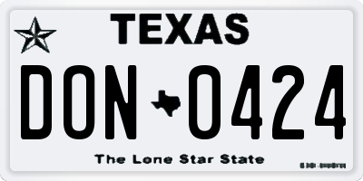 TX license plate DON0424