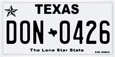 TX license plate DON0426