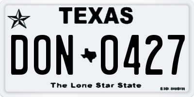 TX license plate DON0427