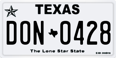 TX license plate DON0428