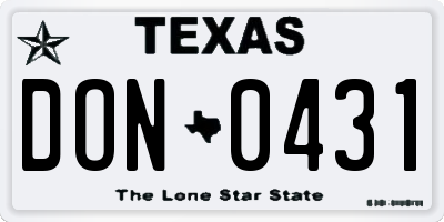 TX license plate DON0431