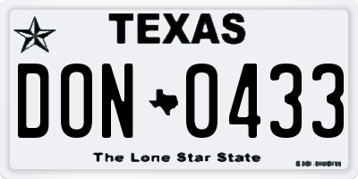 TX license plate DON0433