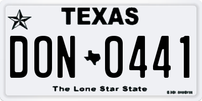 TX license plate DON0441