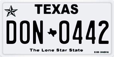 TX license plate DON0442