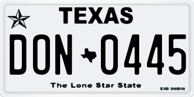TX license plate DON0445