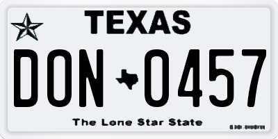 TX license plate DON0457