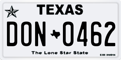 TX license plate DON0462