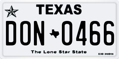 TX license plate DON0466
