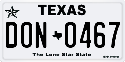 TX license plate DON0467