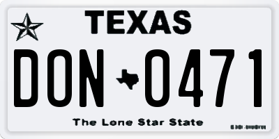 TX license plate DON0471