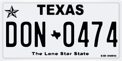 TX license plate DON0474