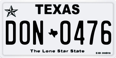 TX license plate DON0476