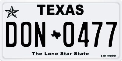TX license plate DON0477